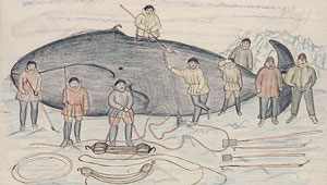 Eskimos cutting up whale, Yale University